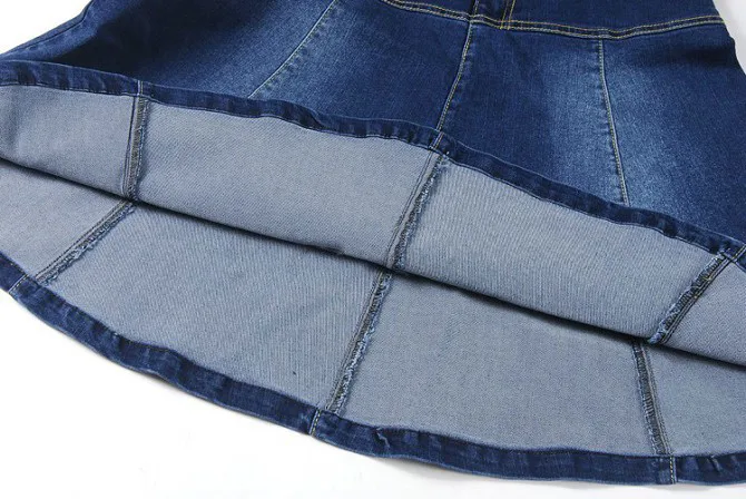 Джинсовые гофрированные юбки с карманами размера плюс XS-6XL, 7XL, женская одежда, джинсовые юбки трапециевидной формы до колена с высокой талией для девочек CD33