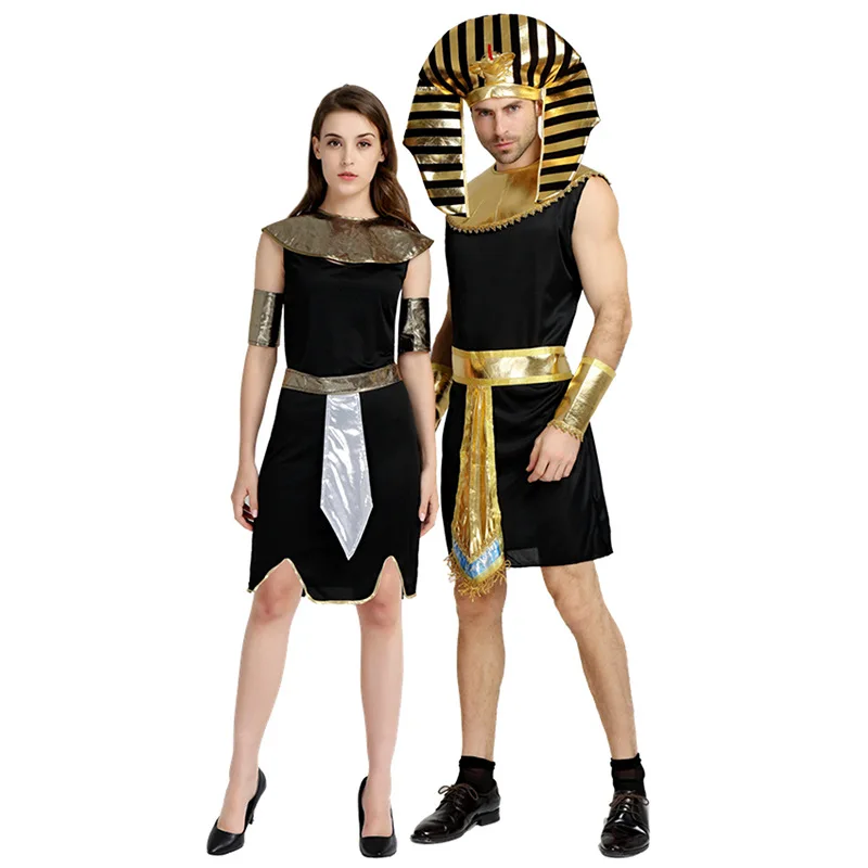 

Black Men Women Egypt Costume Pharaoh Adult Cosplay Carnival Costumes Fancy Dress Party Christmas Halloween Purim Role Play