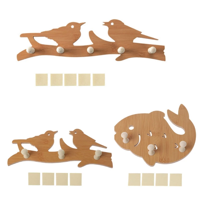 

Adhesive Wooden Door Wall Decoration Hanger Hooks Rack Clothes Bag Key Holder