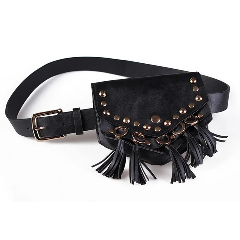 new hotsale fashion Punk Women Waist Bag Women Rivet Belt Bag Luxury Leather Designer Fanny Pack ...