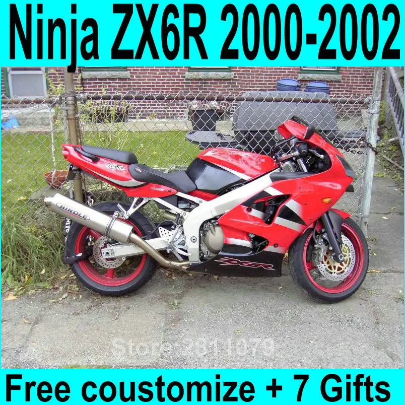 Injection molding fairing kit for kawasaki Ninja ZX6R 00 01 02 red