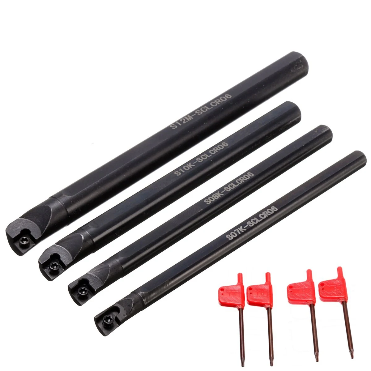 

Set of 4 High Quality Durable Professional Heavy Duty Boring Bar with 4Pcs Wrenches Lathe Turning Tool