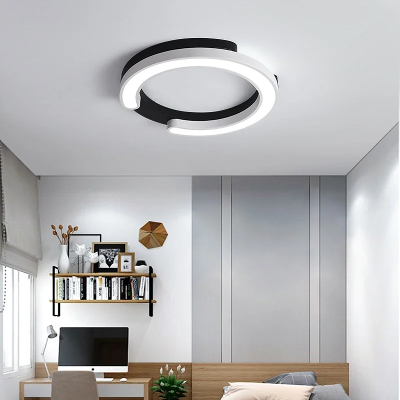 

Black White Led Chandelier Acrylic Iron Chandeliers Ceiling For Living Room Bed Room Kitchen 6cm Ultra thin Lighting Fixtures
