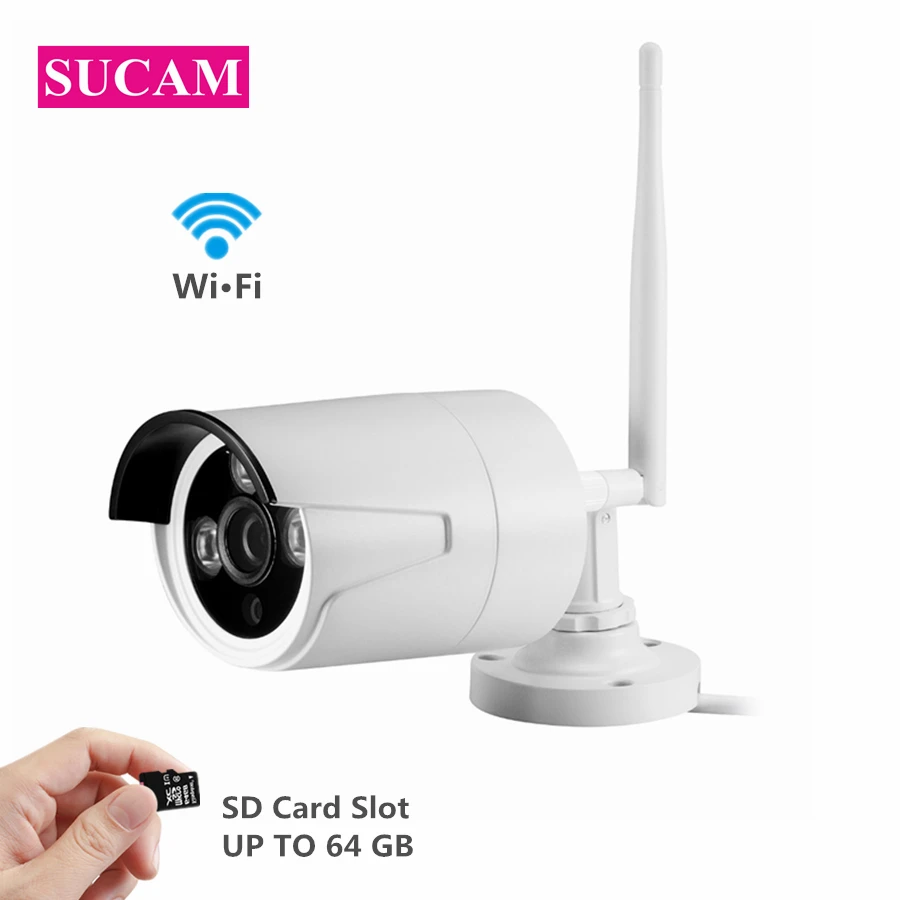 SUCAM Wifi IP Camera 1080P Motion Detection Video Surveillance Wireless Security Outdoor Camera with Micro SD Card Slot Max 64GB SUCAM Wifi IP Camera 1080P Motion Detection Video Surveillance Wireless Security Outdoor Camera with Micro SD Card Slot Max 64GB