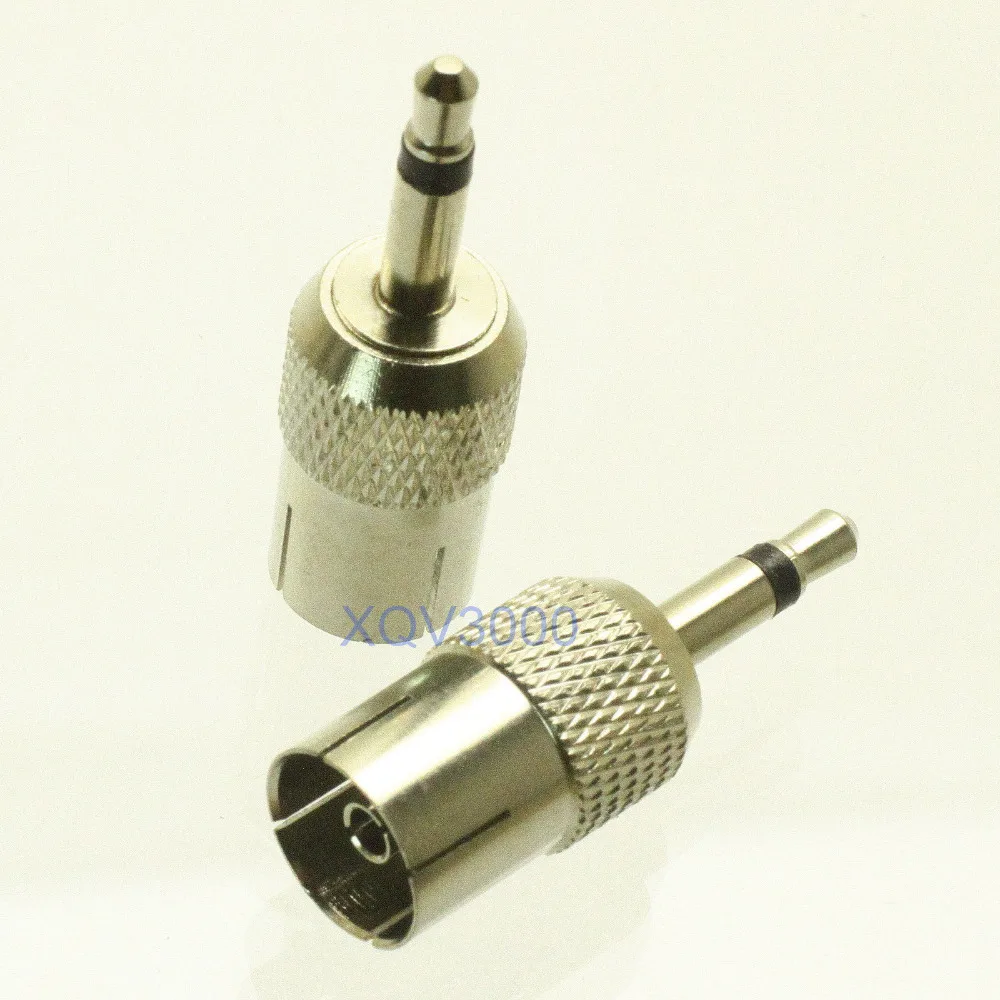 2pcs Adapter converter IEC DVB T female to 3.5mm male mono nickel for TV Antennain Connectors