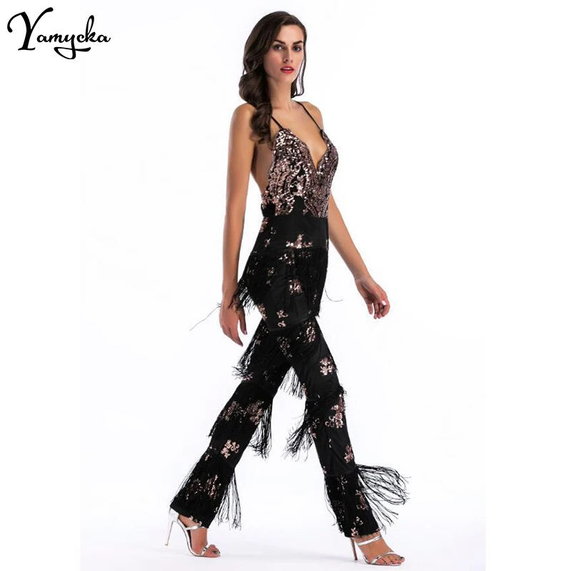 Sexy Rompers Womens New Arrivals Jumpsuit for Women Sequins Patchwork Summer Elegant Bandages Club Party Bodysuit Overalls 2018
