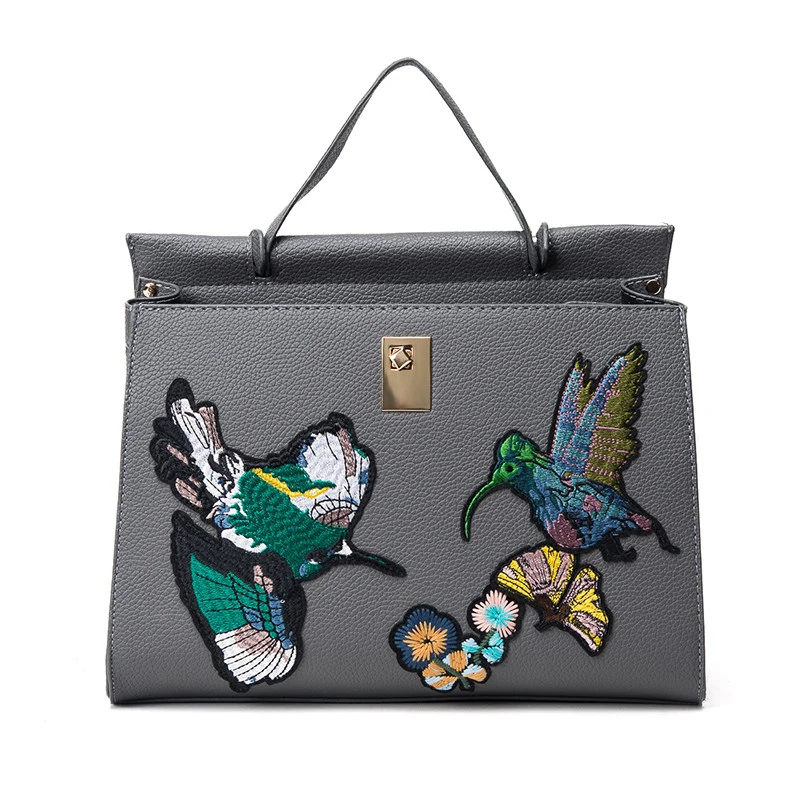 

Good quality big fashion bird embroidered retro ladies casual tote handbag women's crossbody shoulder bag messenger bags bat bag