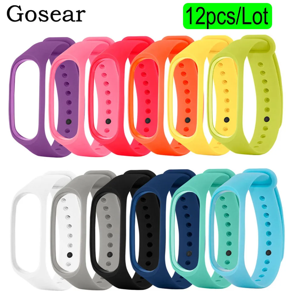 

Gosear 12pcs TPU Replacement Watchband Wristband Smart Watch Wrist Strap Bracelet for Xiaomi Xiomi Xiao Mi Band Miband 3 Band3