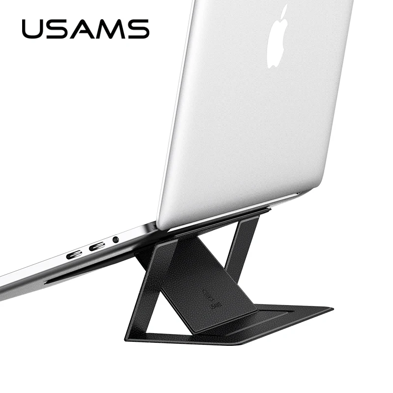 

USAMS Folding Portable Laptop Stand Luxury Leather Bracket stand Viewing Angle/Height Adjustable Support 10-17 inch Notebook