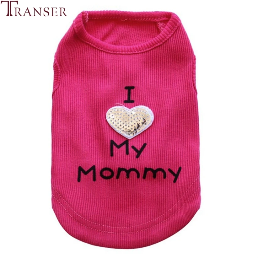 Одежда для маленьких собак Transer с блестками I LOVE MY MOMMY осенне зимний вязаный жилет