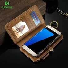 FLOVEME Pour Samsung Galaxy S7/Bord S8 s8 Plus Cas Hybride amovible 18 Fentes de Cartes En Métal Fermeture Éclair Portefeuille Cas Pour Galaxy S8 Shell