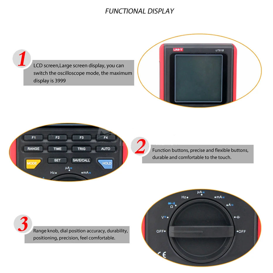 UNI-T UT81C цифровой осциллограф волновой мультиметр Ручной AC DC Вольт Ампер Сопротивление Емкость Частотомер