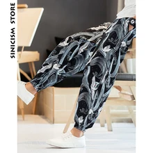 Sinicism StoreDesigner мужские брюки мужские черные брюки с принтом журавля мужские повседневные осенние уличные спортивные штаны для бега
