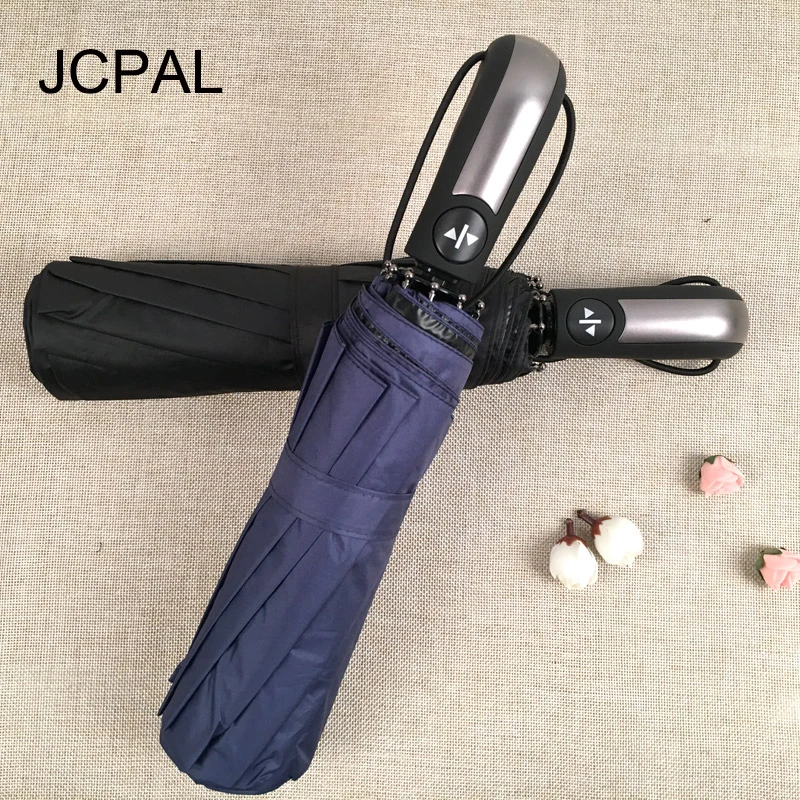Large Three Folding Umbrella for Men Golf Umbrellas 10 Ribs Auto Open