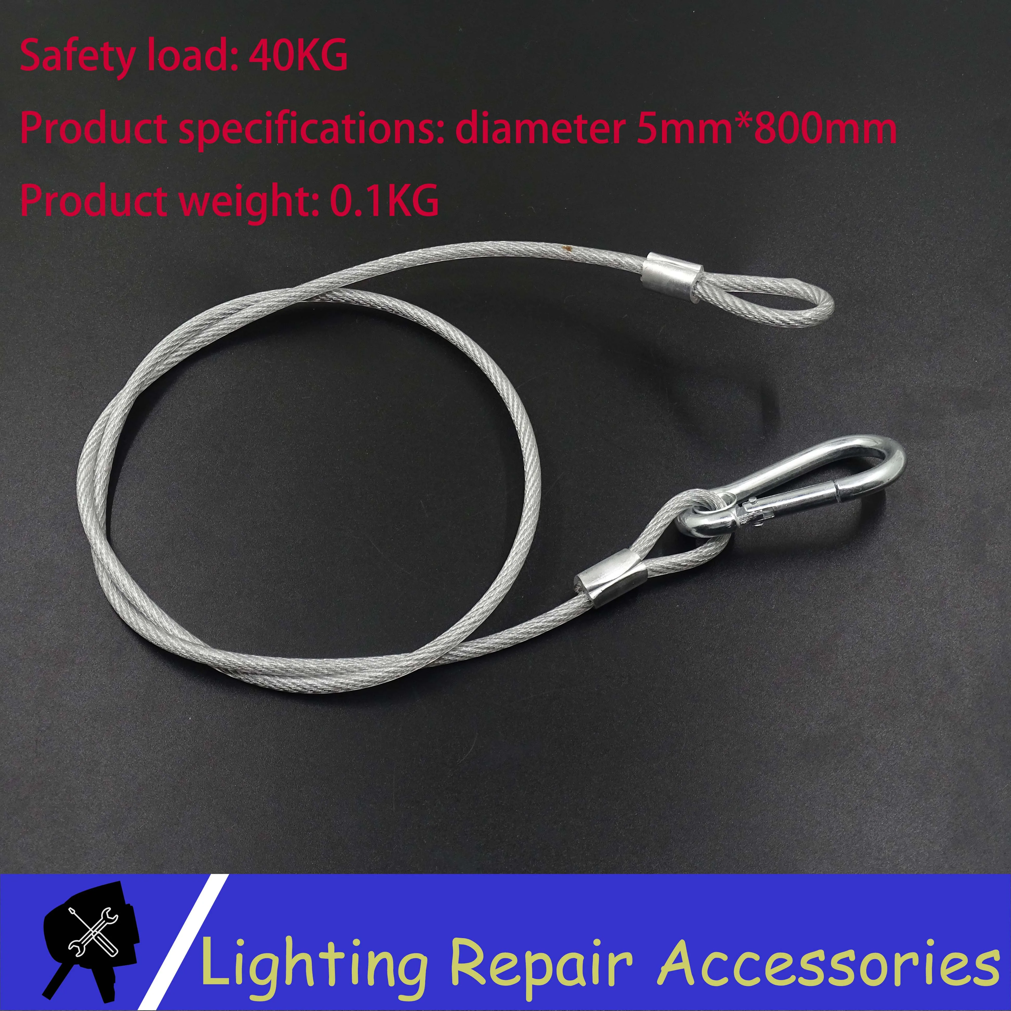 Safety Cable Steel Wire load 40kg Stage Light 5MM*800MM Ropes 80CM Security For Led Moving Head | Лампы и освещение