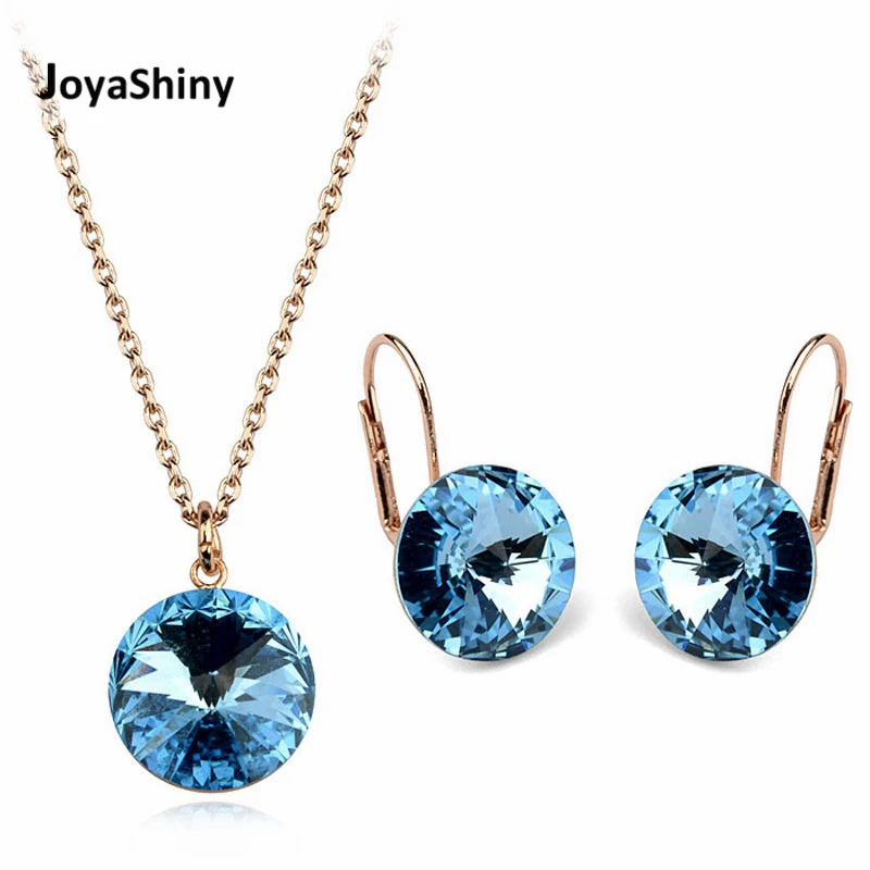 

Joyashiny Fashion Bella Pendant Necklace Dangle Earrings Rose Gold/Silver Color Jewelry Sets For Women Crystals From Swarovski