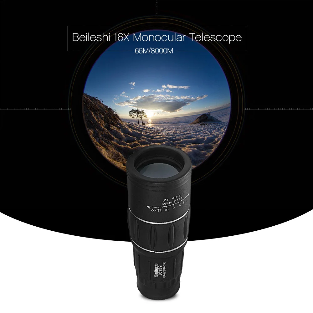 Beileshi 16X52 Монокуляр с двойным фокусом монокулярный телескоп зум оптический