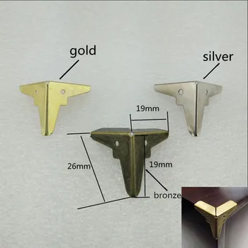 

19*19mm 16pcs antique bronze gold silver chest desk edge corner angle jewelry gift wine box wooden case corner protector
