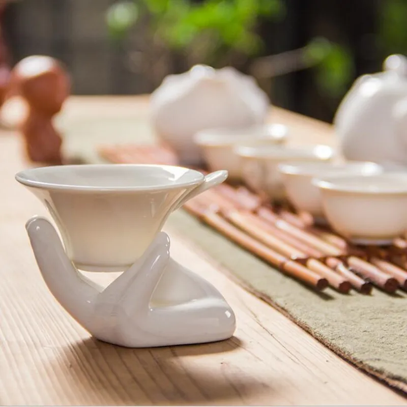 2021 Promotion 2set/lot White Porcelain Bergamot Tea leak Hand tray filter Chinese Teaset Accessories 8.5cm x 6.3cm | Дом и сад