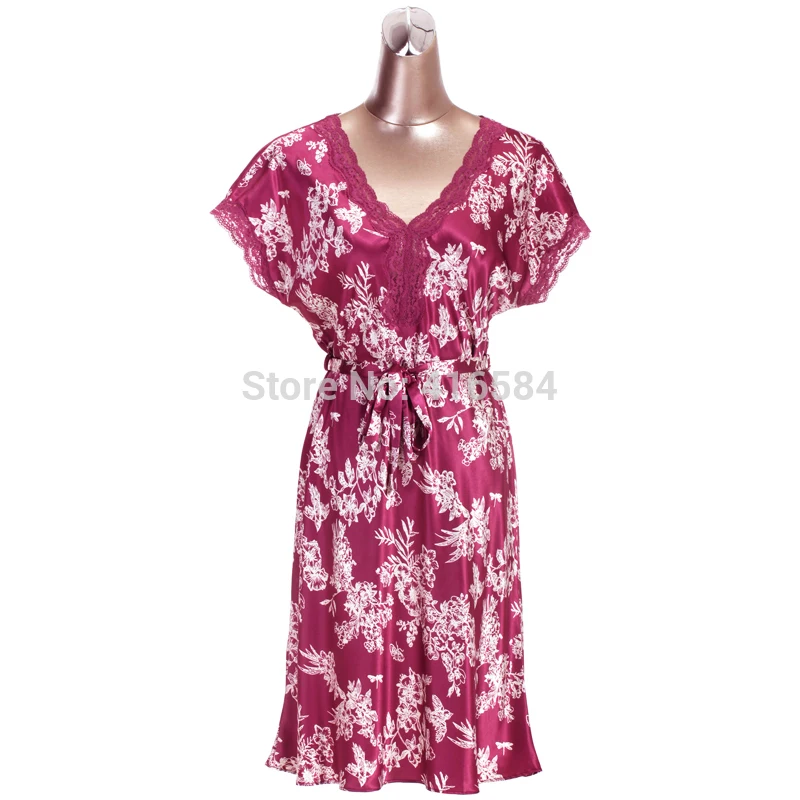 Атласные шелковые ночные рубашки-Satin одежда для сна Женская Ночная Одежда Домашняя одежда-элегантные женские шелковые ночные рубашки с короткими рукавами