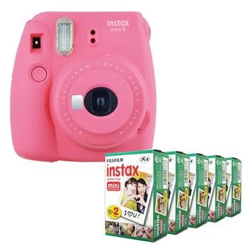 Fujifilm Instax Mini 9 мгновенная фотокамера серии+ Fuji Instax Mini белый край мгновенная пленка 100 листов - Цвет: Flamingo Pink