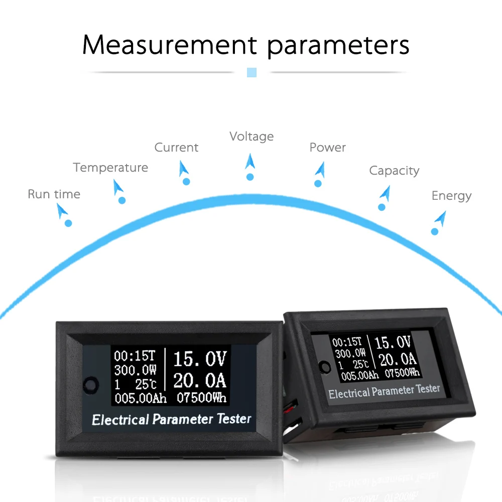 OLED мульти-функциональный 7-в-1 электрических параметров метр Напряжение точное время Мощность энергии Ёмкость Температура тестер