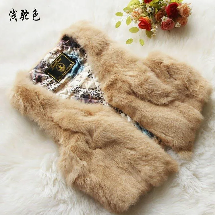 new genuine rabbit fur vest women's short rabbit fur coat winter fur vest Free shipping custom plus size