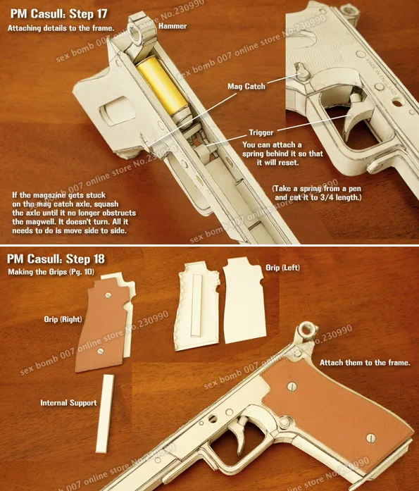 Внутренняя структура вампира Alcatel Hellsing 454 Casull пистолет Масштаб 1:1 3D бумажная модель ребенок взрослый пистолет оружие Бумажные модели игрушки