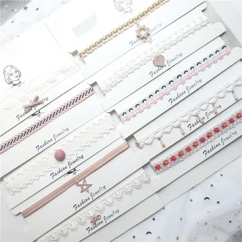 

Korea Fabric Lace Plaid Striped Flower Summer Girls Woman Choker Fresh Vintage Clavicular chain Short Necklace Jewelry-JQCK001F