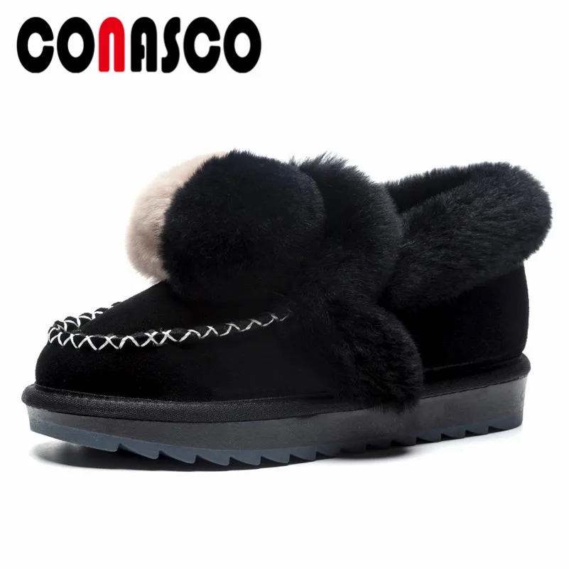 

CONASCO Top Quality Women Cow Suede Pumps Warm Winter Snow Shoes Woman Sweet Cute Party Comfort Casual Shoes Platforms Pumps