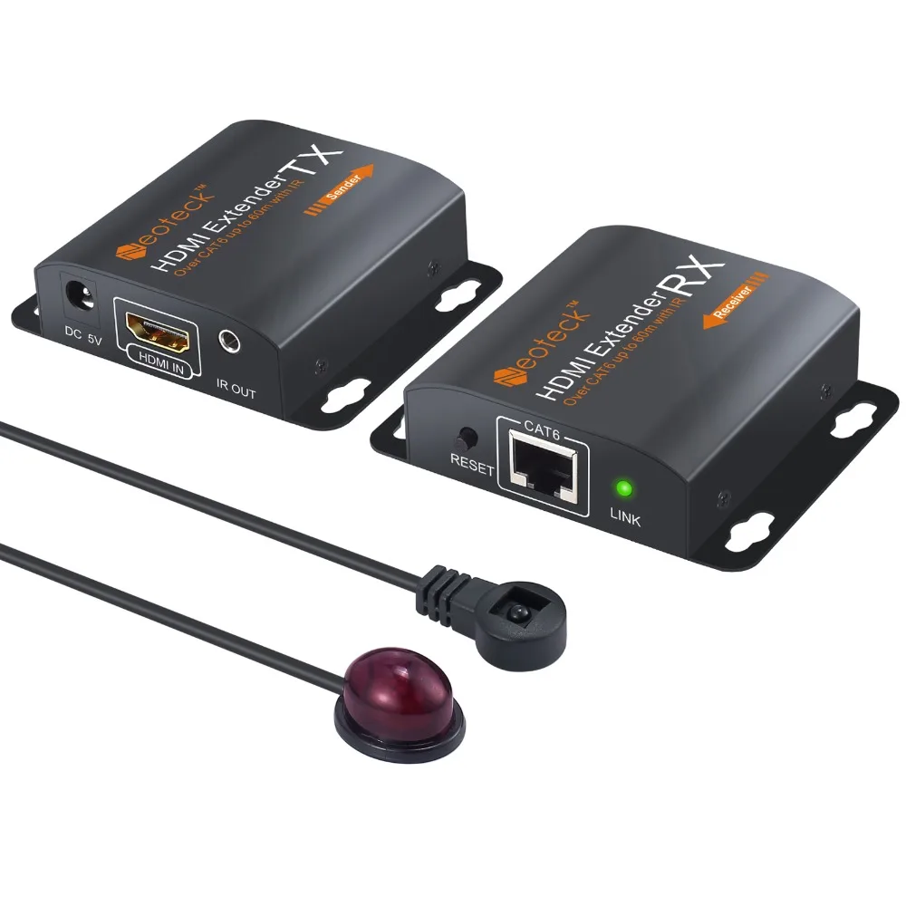  Neoteck HDMI Extender Adapter 1080P Up to 60M HDMI Transmitter Receiver RX/TX Over CAT6 Cable With 