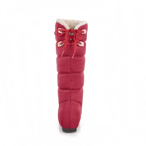 ENMAYLA/размеры 34-45, однотонные женские сапоги до середины икры зимние сапоги на скрытом каблуке с круглым носком Нескользящие модные теплые зимние сапоги для девочек