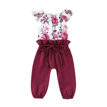 

Baby clothes Newborn Infant Baby Girls Floral Print Patchwork Romper Jumpsuit Outfits 6M-4T babys A20