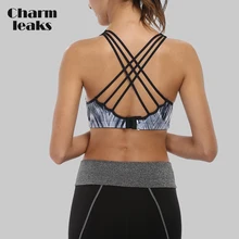 Charmleaks Для женщин спортивный бюстгальтер Med Impact Поддержка Backcross Бюстгалтер для йоги и бега тренировочный бюстгальтер нижнее белье Фитнес спортивный топ