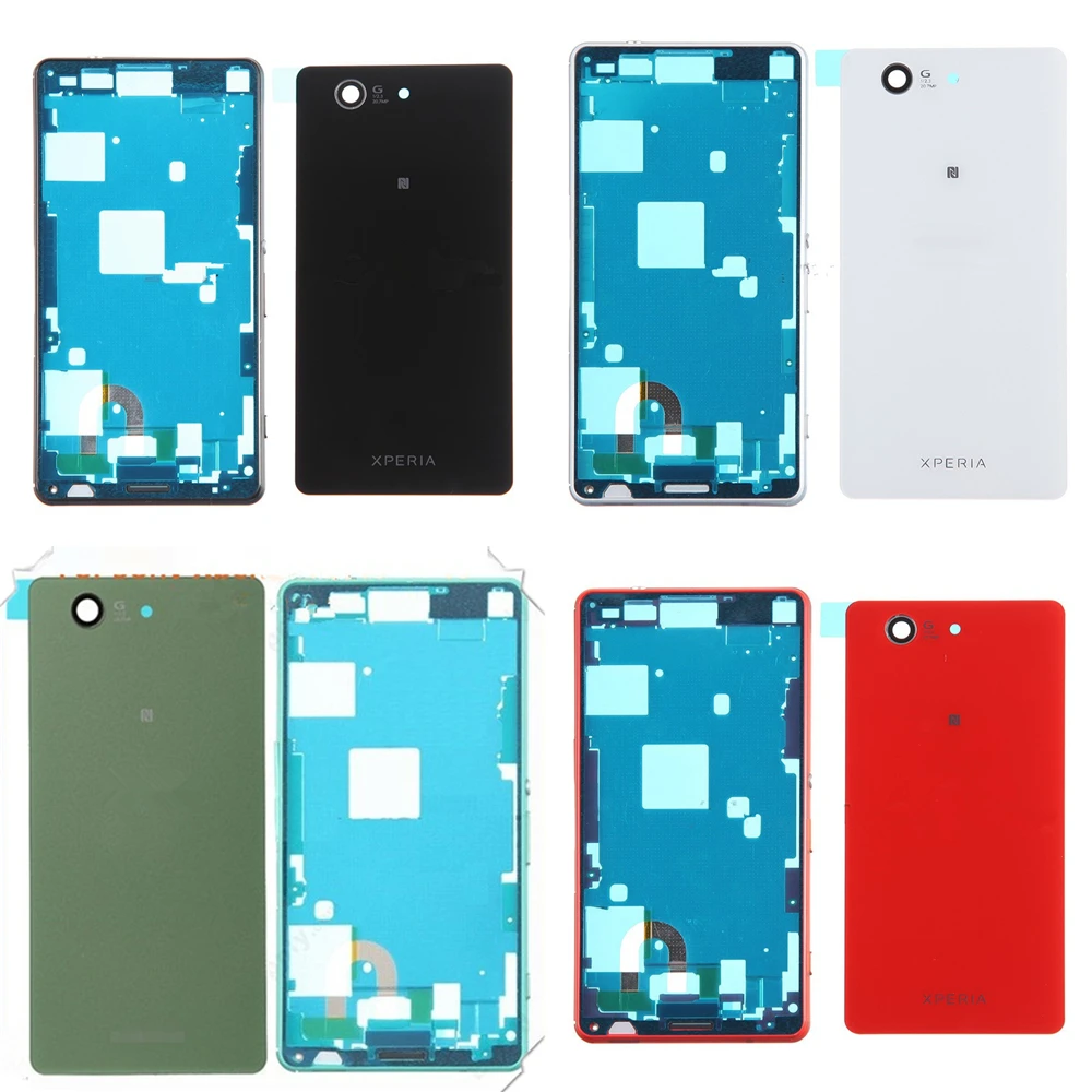 For Sony Xperia Z3 Compact D5803 D5833 Full Housing Front LCD Frame Bezel Plate + Battery Door Replacement!! | Мобильные телефоны и