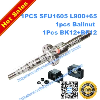 

dia:16mm Rolled Ballscrew 1pcs SFU1605 L965mm (L900mm+65mm machining parts) +1pcs ballnut + end machining + BK12/BF12 Support