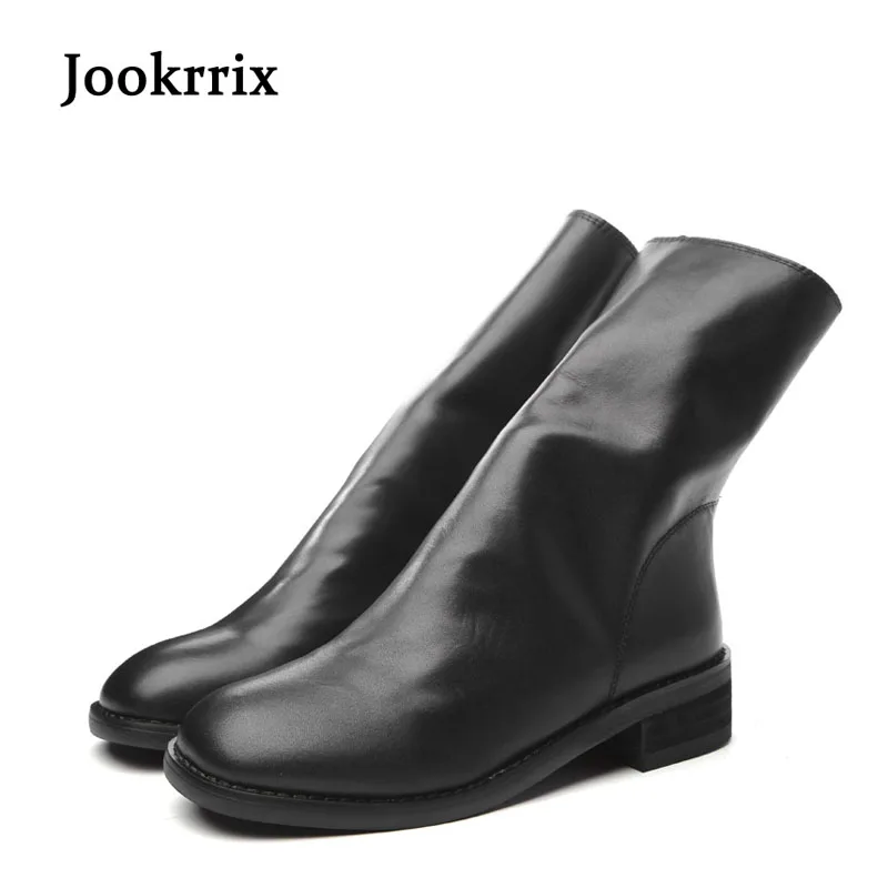 

Jookrrix New Autumn Fashion Women Boots Zipper Martin Boots Locomotive Boots Genuine Leather Ankle Boots Lady Shoes Female Soft