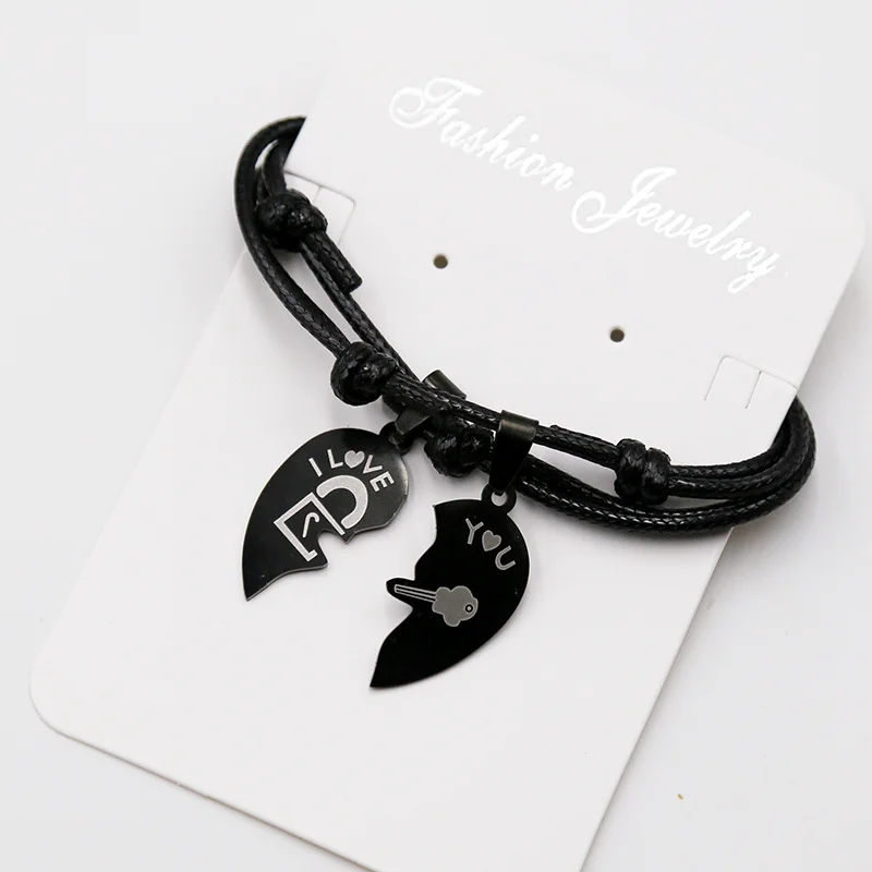 

BOBIGIULAI Brand High Quality Stainless Steel Couple Bracelet Fashion Heart Pendant Bracelet For Men Or Women Jewelry Gift