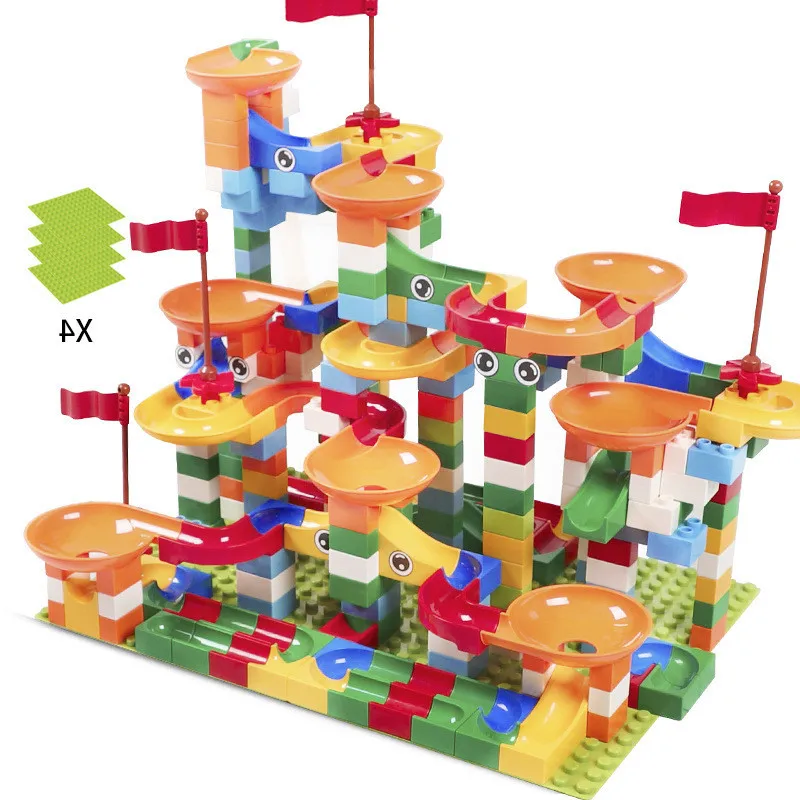 

296 PCS Marble Race Run Maze Ball Track Building Blocks ABS Funnel Slide Assemble Bricks Compatible LegoING Duplo Blocks kid toy