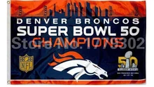 (Navio de eua) Denver Broncos Super Bowl 50 3 ‘X 5’ Ventilador bandeira 150X90 CM bandeira de cobre amarillo metal del agujeros Bandeira