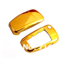 Жесткий пластиковый БЕСКЛЮЧЕВОЙ дистанционный ключ защитный кожух(Золотой хром) для Audi