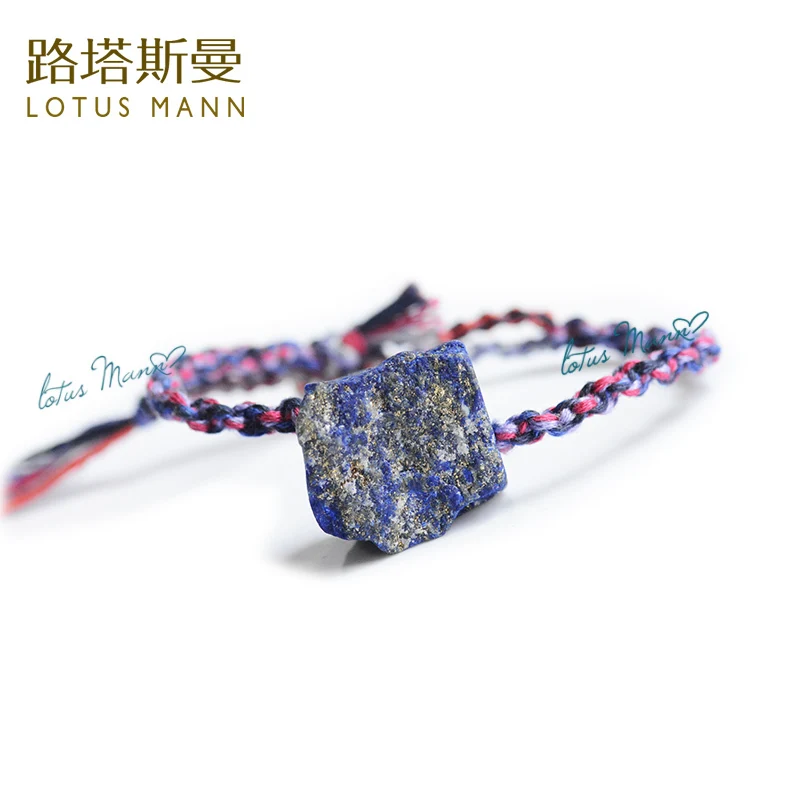 

Lotus Mann Lapis lazuli ore big lap 6 color woven bracelet can be adjusted