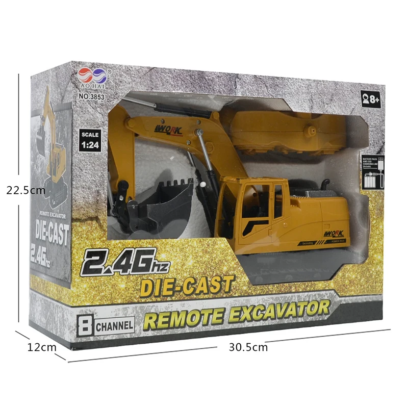 Rc Hydraulic Excavator Rc Digger 2.4Ghz 8 Channel 1:24 DIE-CAST RC Engineering Car Alloy And Plastic Excavator RTR For Kids