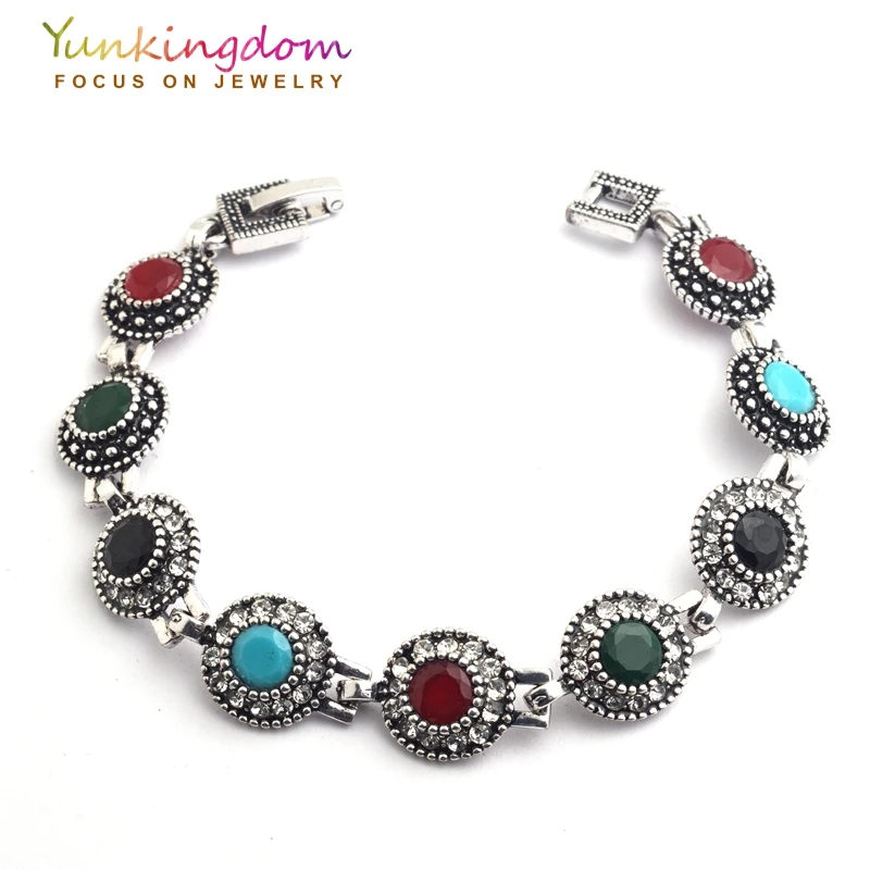 

Yunkingdom Bohemian Ethnic Fashion Bracelet Stones Antique Gold Color Jewelry Young Women Lady Holiday Gifts YUN0614