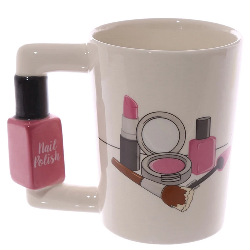 

Promotion! 3D Hand Painted Creative Ceramic Mugs Girl Tools Beauty Kit Specials Nail Polish Handle Tea Coffee Mug Cup Personal