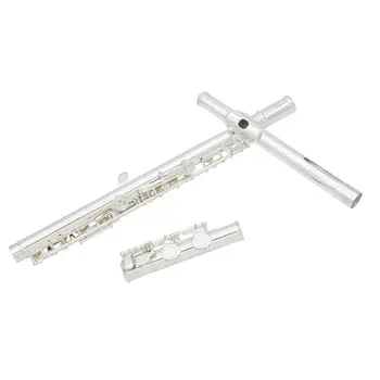 

LADE 16 Keys Close Hole Silver Plated C Flute Brass Instrument With Gloves Mini Screwdriver