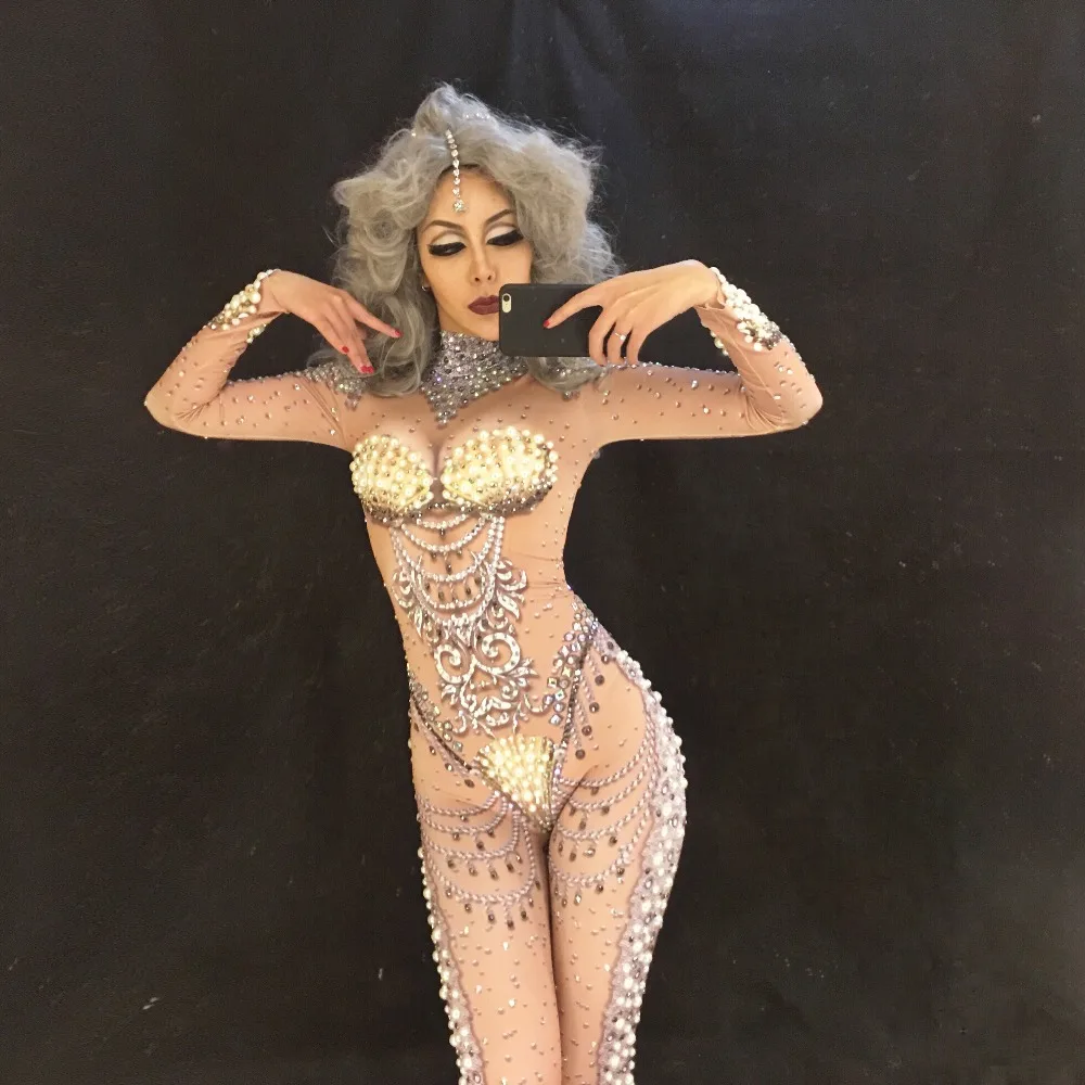 ZD114 оболочки сексуальный женский комбинезон полный сверкающий хрустальный камень боди на день рождения, празднование ночной клуб сценический костюм