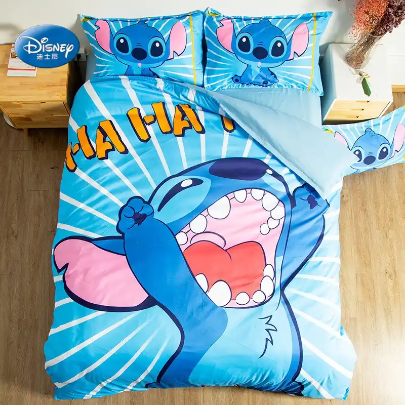 ディズニーliloとステッチhahaha 3d寝具セットブルー布団カバー夏ベッド王ベッドカバー枕誕生日ギフト Bedding Sets Aliexpress