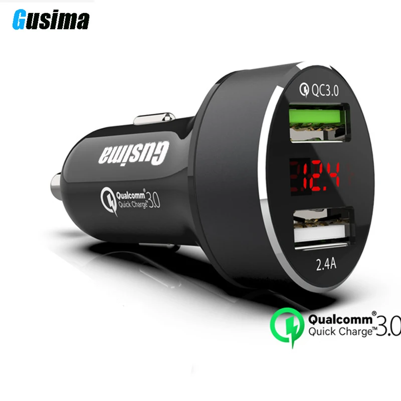 

LED Display Quick Charge 3.0 Car Charger Mobile Phone QC3.0 Fast Dual USB Car-charger Auto Charger for Samsung Huawei FCP Xiaomi