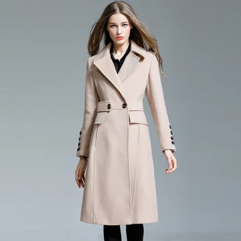 

2017 Long design cashmere overcoat civilities over-the-knee Women woolen outerwear ultra long paragraph S-4XL